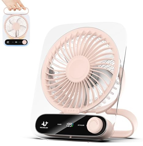 Simpeak Ventilatore da Tavolo Silenzioso con 199 Velocità,Mini Ventilatore Portatile USB Ultrasottile da Parete per Casa, Scrivania, Ufficio, Campeggio, Tavolo, 3000mAh (Rosa)