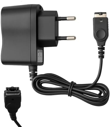 Cargador para NDS Fat Model, Adaptador de Game Boy Advance SP(GBA SP), Adaptador 5V 500mA Compatible, 2 Pin Europlug Cargador de Pared Cable de Alimentación de Carga, 1.1M Negro