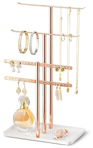 pickpiff Rose Gold Jewelry Organizer: 14.5 Sturdy Stand for 80 Pcs Jewelry