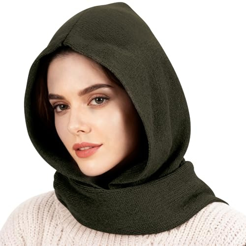 TAGVO Gorro de Invierno con Bufanda 2 en 1, Prueba de Viento Gorro Invierno Calentador de Cuello, Suave Sombrero con Capucha Bufanda Unisex, Elástico Cálido Beanie Caliente Bufanda Pasamontañas