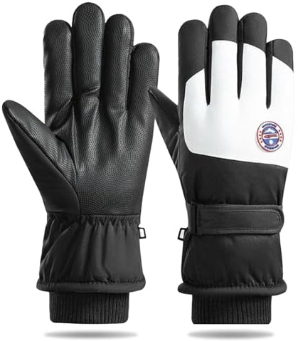 KASESSS Guanti Invernali Uomo Da Sci, Antivento Resistenti All'Acqua Touchscreen Guanti Moto Invernali, Winter Gloves Rinforzati Con Pile Per Sci Snowboard Scooter Ciclismo Guida E Sport All'Aria