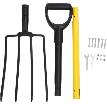 AUNMAS Forca da Giardino Resistente, 46 Pollici 4 Denti in Ferro con Impugnatura a Y Forca Versatile per Giardinaggio Allentamento Biancheria da Letto Scavare Compostaggio Vangare