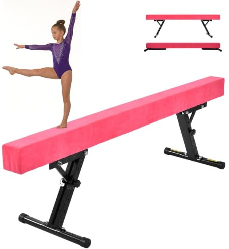 Barra de gimnasia para niños | 5 Alturas Ajustables, Base Antideslizante | Barra de Equilibrio de 180 cm para Niñas, Entrenamiento en Casa en Altura Baja y Alta | Equipo de Gimnasio para Uso