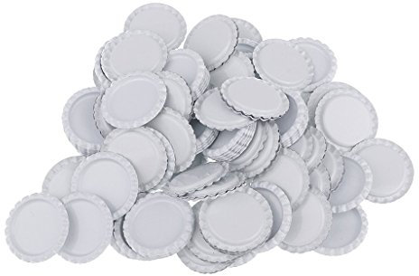 Tubayia 100 tappi a corona in metallo per fai da te e scrapbooking (bianco)