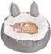 Queta Haustierbett für Katzen und Hunde, Rundes Plüsch Weich Hundebett, Schöne Katzenbett in Katzenohren-Form(45cm) (grau)