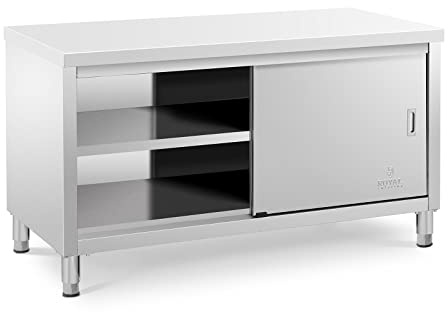 Royal Catering Arbeitsschrank Edelstahl 150 x 70 x 85 cm 500 kg Tragkraft Gastro Edelstahlschrank