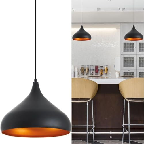 EXO lighting - lamparas colgantes cocina KAM - lampara de techo colgante - lampara colgante negra - E27 - lampara colgante techo - interior IP20 - lampara cocina techo colgante - lámparas colgantes