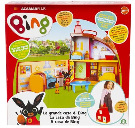 Giochi Preziosi Casa Bing Giocattolo, Playset con 2 Personaggi - Bing e Flop, Giochi Bambini 1 Anno e Mezzo +, Casa con Accessori Interattivi, 2 Piani e 3 Stanze Complete di Accessori della Serie TV