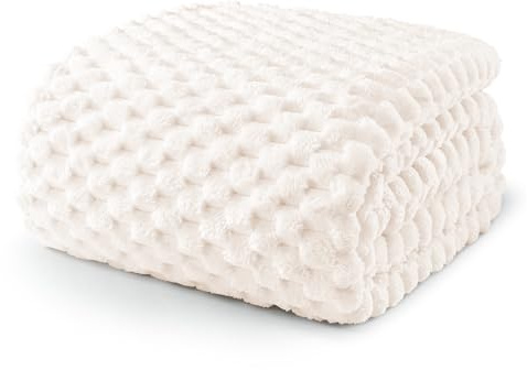 Exclusivo Mezcla Coperta Plaid Pile da Letto, 230x270 cm, Avorio