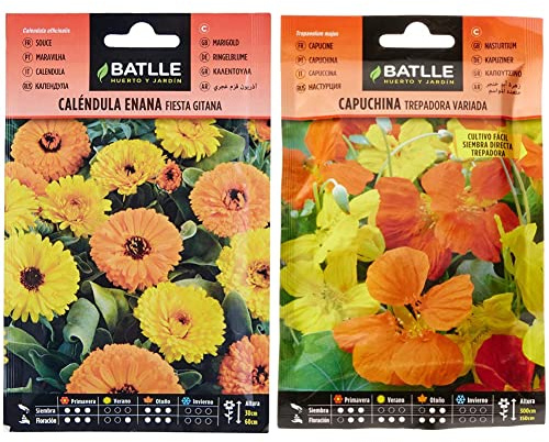 Semillas Batlle Calendula enana Fiesta Gitana & Capuchina TREPADORA Variada