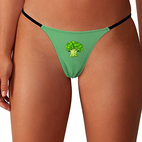 GQWJKSZ Mutandine da Donna Broccoli Cartoon G-Strings Perizoma Sexy T Back Panty