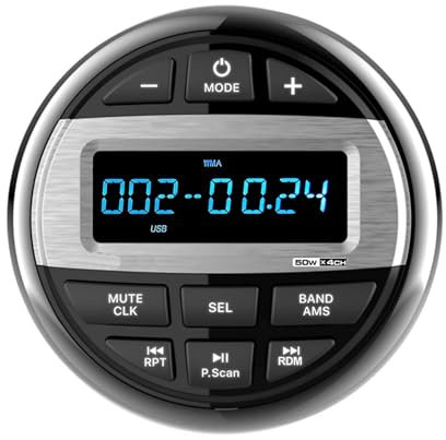 Langjiee Marine Stereo Boat Radio Waterproof FM AM Digital Media Audio Player For Yacht Gauge ATV UTV Cart Motorcycle