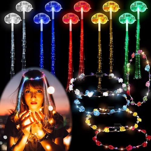 Corona Luminosa e LED Trecce - Ideale per Feste, Matrimoni e Compleanni - Set da 15 Pezzi