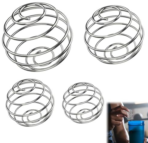 Mikiuly Miscelatore Sfera In Acciaio Inox,Ball Shaker per Proteine,Shaker Proteine Sport Fitness Per Bevande Proteiche,Miscelatore Metallo Molla,Miscelatore del Miscelatore Della Proteina,4 PCS