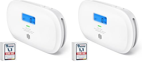 X-Sense Kohlenmonoxid Melder, 10 Jahre Sensor, CO Melder mit austauschbarer Batterie und digitalem Display, Kohlenmonoxid-Melder mit Testknopf, XC0C-SR (Packung mit 2)
