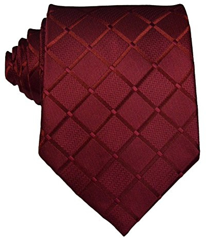 Geotae Zerun New Classic Men's Plaids Checks Silk Tie Necktie (Dark Red)