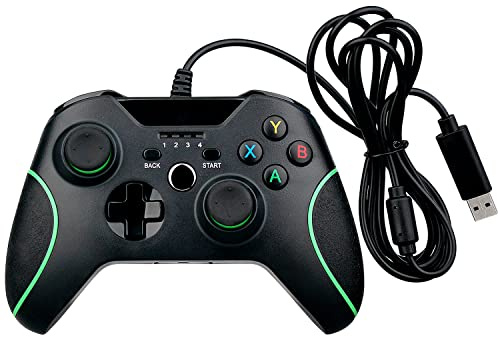 OSTENT Wired USB Controller Joystick Gamepad für Microsoft Xbox One/Xbox One S/Windows PC Laptop Farbe Schwarz