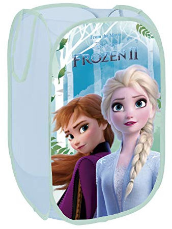 SUPERDIVER - Cesto pieghevole di Elsa e Anna - Licenza Ufficiale Disney Frozen - Perfetto per giocattoli e vestiti - 36x36x58 cm - Ideale per bambini e bambine.