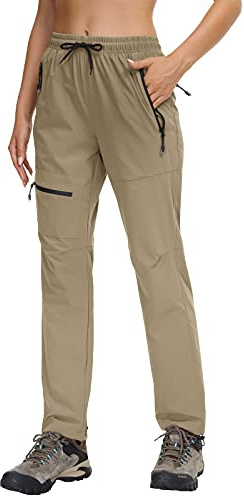 Butrends Pantalones de Senderismo para Mujer al Aire Libre Protección UV Impermeable Pantalones de Senderismo para Acampar de Secado rápido con Bolsillos con Cremallera