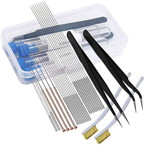 WJMY 32 Pièces Kit Nettoyage Imprimante 3D Aiguilles Nettoyage pour Imprimante 3D,Outil de Nettoyage de Buse (0,15/0,25/0,35/0,4/0.5/0.6/0.8mm)