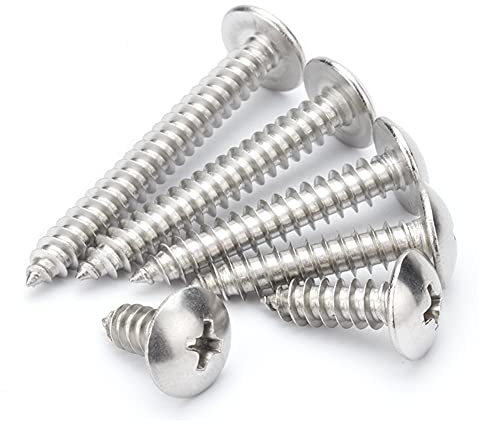 ANSIEDIO Rostfritt Stål Kors Stor Pannhuvud Träskruv Självtappande Skruv Kors Svamphuvud Skruv för Torra Möbler av Stensten, M5×12mm,20 pcs