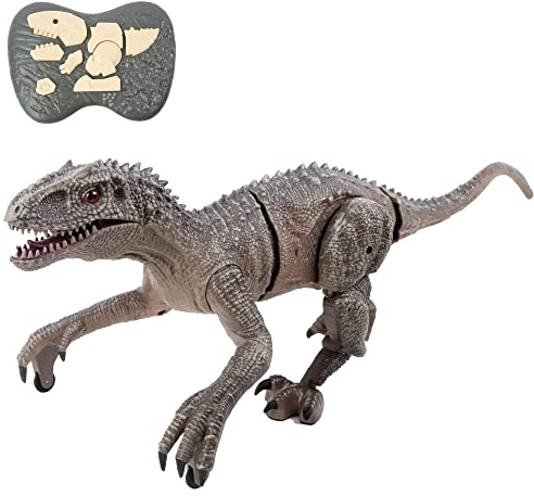 Technobot - Ferngesteuerter Velociraptor-Dinosaurier - Roboter - 088360 - Grau - Ready to Play - Wiederaufladbarer Akku und Batterien inklusive - Infrarot - Kinderspielzeug - Ab 6 Jahren