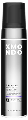 XMONDO Hair Supernova Blonde Toning Leave-In Foam, Vegan Formula Hair Toner Foam for Reducing Brassy and Yellow Tones on Blonde, Highlighted, and Gray Colors, 6.7 Fl. Oz