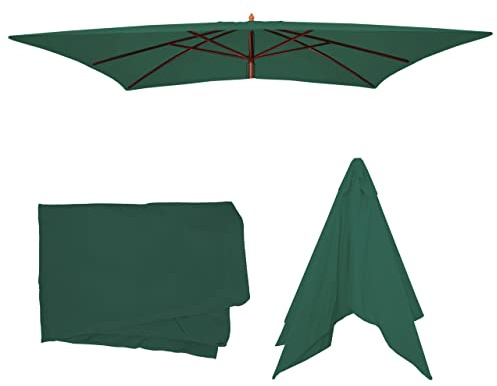 Mendler Funda de repuesto para sombrilla Florida, 3 x 4 m, poliéster, color verde