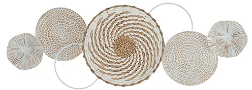 Cepewa väggdekoration 3D-utseende för upphängning│Motiv 75 x 26 x 6 cm, blommor och metall│Väggskulptur horisontellt vertikal (1 x väggdekoration Anastasia)