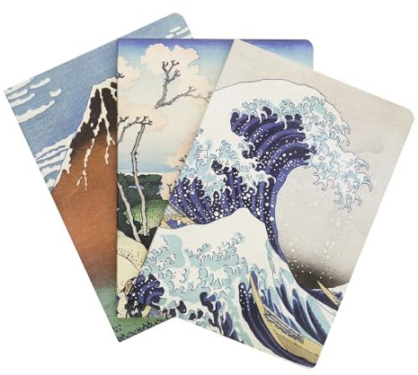 Grupo Erik Hokusai The Great Wave off Kanagawa Pack 3er Pack Notizbücher A5 - Notizbuch Klein A5-1 Notizbuch Liniert 1 Notizbuch Dotted 1 Notizbuch Blanko - Notizblock A5
