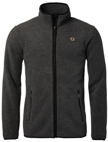 Chevalier Mainstone Fleecejacke Herren - Warme Outdoor Midlayer für Jagd Wandern Freizeit – Hoher Kragen mit Kinnschutz, Elastische Bündchen, Große Fronttaschen – Skandinavisches Design – Anthrazit