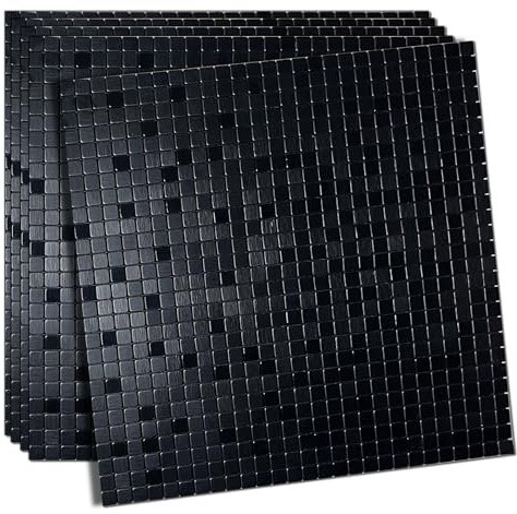 5-Blatt Backsplash-Fliesen, selbstklebende Aluminium-Wandpaneele, Wandsticker für Küche und Wohnzimmer (5, Schwarz gebürstet)