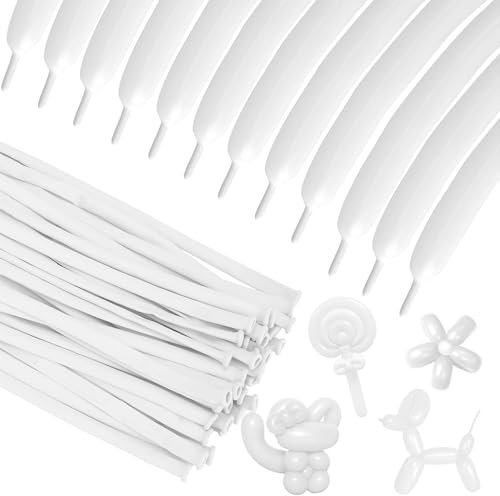 Lilbitty 30 Stück 260 Luftballons, weiße Lange Luftballons, Tierballons, Lange Luftballons zum Binden von Ballonbogen, Luftballon Tier Luftballons, Luftballons