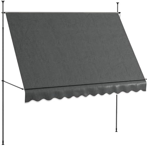 Outsunny Toldo Manual Retráctil 3x1,2 m Toldo Exterior Terraza Enrollable Altura Ajustable con Manivela 210-300 cm Sin Taladro Protección UV30+ para Balcón Jardín Gris Oscuro