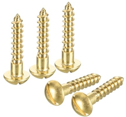 QUARKZMAN Tornillos de Madera M4 x 20mm Cabeza Redonda Ranurada de Latón Tornillo Autorroscante para Trabajos de Carpintería 20 Unidades