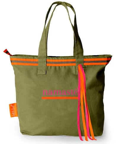 Salt & Sand Tote Bag Damen – Große Canvas Tasche mit Reißverschluss & Innentasche | Stylischer Shopper für Alltag, Shopping & Ausflüge | Beuteltasche Damen – geräumig, funktional & hochwertig