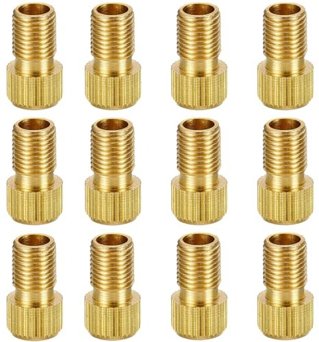 JCKD 12-Stücke Fahrradventiladapter, Französischer Ventiladapter mit Dichtring, DV und SV auf AV Ventile, Reifenventiladapter, Autoventiladapter, Metall (Gold)