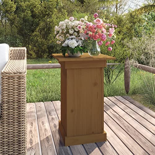 CIADAZ Blomställ, växtstativ, blompelare, blomhylla, växtstativ, blompall, honungsbrun 40 x 40 x 60 cm massivt trä furu