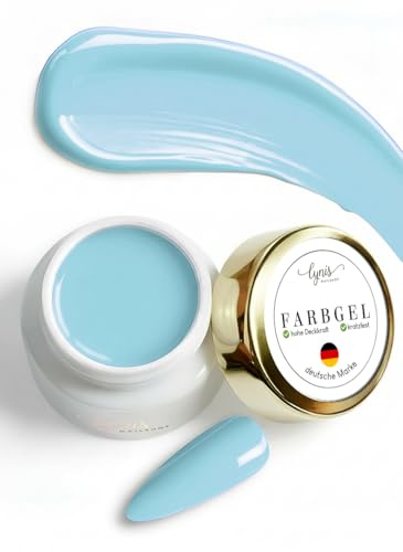 Färggel för gelnaglar – högtäckande i 1:a Order · tysk premiumkvalitet · UV-färglack för naglar LED (pastellblått ljus, 5 ml)