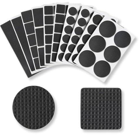 KEQAR 78 Pezzi Gommini Antiscivolo Adesivi, Feltrini per Mobili, Rotondi e Rettangolari, Ideali per Tavolo, Sedia, Letto, Armadio e Divani (10 Dimensioni)