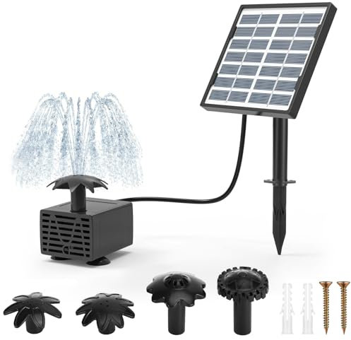 Kasanni Solar Springbrunnen fur AußEn 2.5w Solarbrunnen fur Draussen Teichpumpe Solar Solarspringbrunnen Aussen Solar Brunnen fur Draussen mit 4 DIY FontäNenstile, fur Garten,Vogelbad,Teich