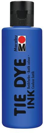 Marabu TIE DYE INK vernice batik in blu scuro, 80 ml di vernice a base d'acqua, vegan, vernice per tessuti radianti per tessuti chiari con un massimo del 20% di fibre sintetiche, 17300004053