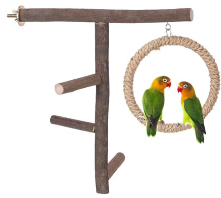 Bird Branch Perch Swing Toys, Natural Wood Parrot Cage Accessories for Parakeets, Cockatiels, Conures, Budgies,Finches, Love Birds, Small & Medium Birds