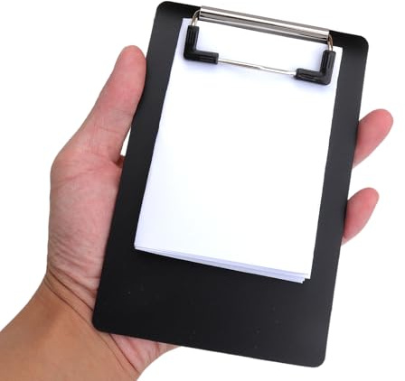 Portapapeles A6, 4 unidades, color negro, con tablero de clip estable, resistente al agua, carpeta para oficina, escuela, restaurante, estudiantes y recibos