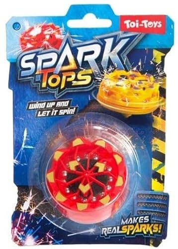 Peonza con Chispas Reales - Trompo de Fricción con Efecto Luz - Juguete Clásico sin Pilas - 1 Unidad (Color Aleatorio: Rojo, Azul, Amarillo o Verde) - Regalo Niños +3 Años