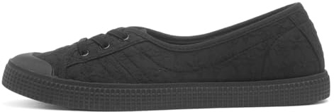 Lilley Womens Black Floral Slip On Canvas Shoe - Size 8 UK - Black