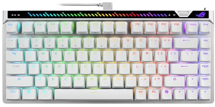 ASUS ROG Falchion Ace 75 HE Wired Analog/Hall Effect Gaming Keyboard – 75% TKL, USB, Hot Swappable HFX V2 Magnetic Switch, Rapid Trigger, 8KHz Polling, ABS Keycap, Carry Case, Web-based Config – White