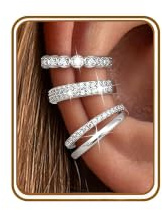 AVOTTO 3pcs Ear Cuff No Piercing for Women Silver Earrings Jewellry Gifts | Ear Cuff No Piercing for Women clip on hoop earrings Silver Earrings