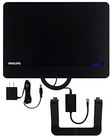 Philips Elite Channel Finder Indoor TV Antenna, Long Range Antenna, Signal Booster Amplifier, Digital, HDTV, Smart TV Compatible, 4K 1080P VHF UHF, 10 ft. Coax Included, Home Decor, Black, SDV3238N/27