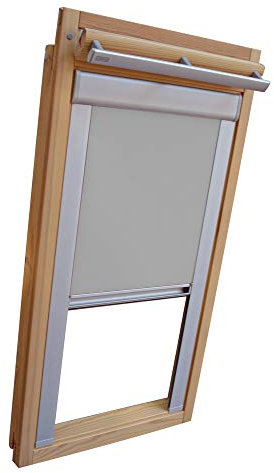 Verdunkelungsrollo Rollo für VELUX Dachfenster TYP GGU/GPU - P08 - Farbe grau - mit Aluminium Seitenschienen - KLICK Montage